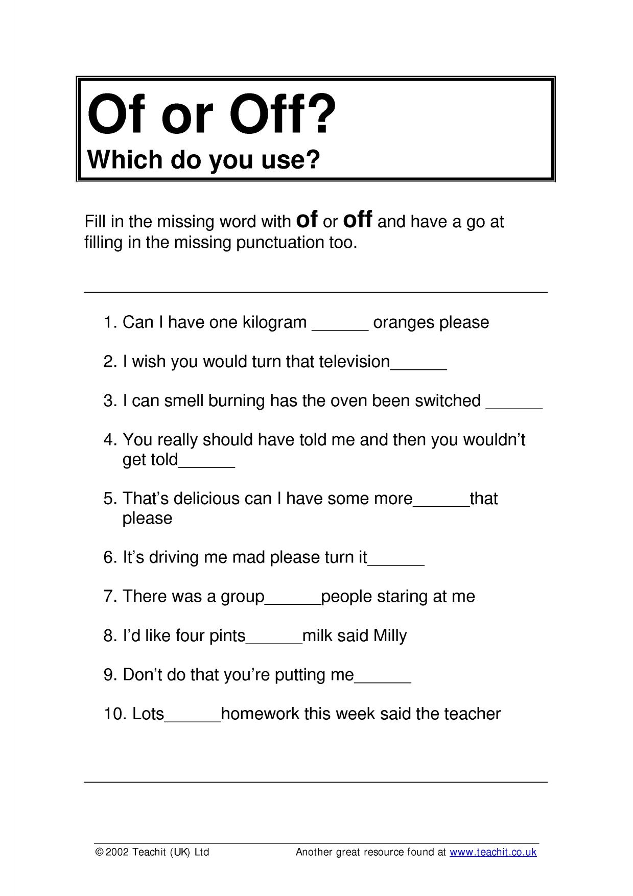 Ks3 English Grammar Worksheets