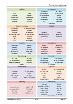 Connectives: word mat and classroom posters