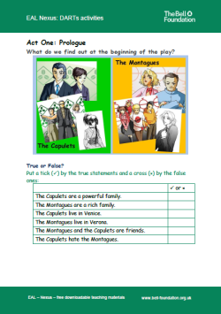 Romeo and Juliet Act 1: EAL resource pack