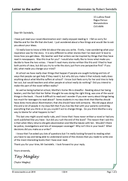 Letter to the author