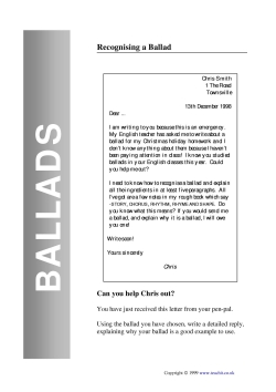 Write a letter showing how to recognise a ballad