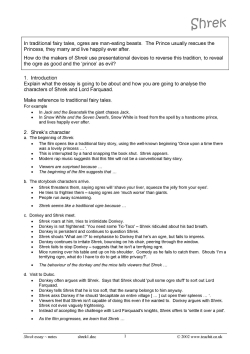 Shrek - notes to accompany the essay guide