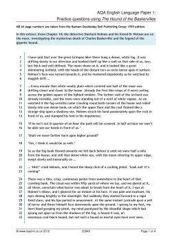 AQA English Language Paper 1: Practice exam questions using 'The Hound of the Baskervilles'
