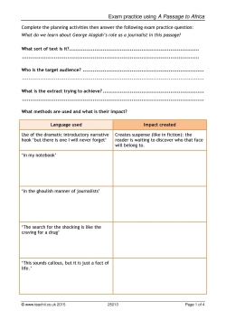 Exam practice using 'A Passage to Africa'