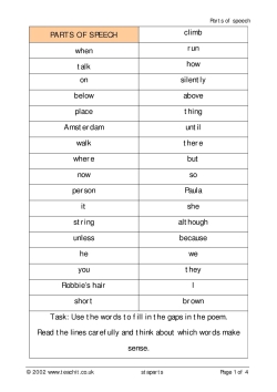 Parts of speech lesson starters