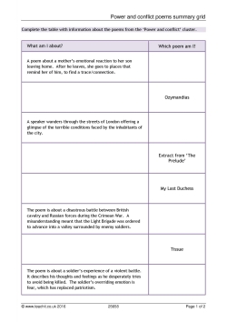 Power and conflict poems summary grid