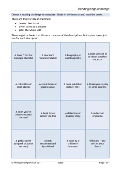 Reading bingo challenge