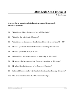Act 1 Scene 3 - a short quiz