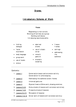 Introduction to drama - a scheme of work