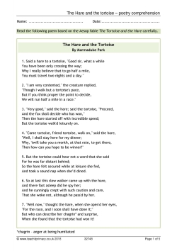 The Hare and the Tortoise - poetry comprehension