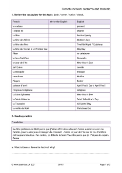 French revision: customs and festivals
