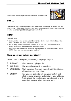 'Theme Park' persuasive writing leaflet