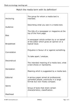 Media terminology matching task