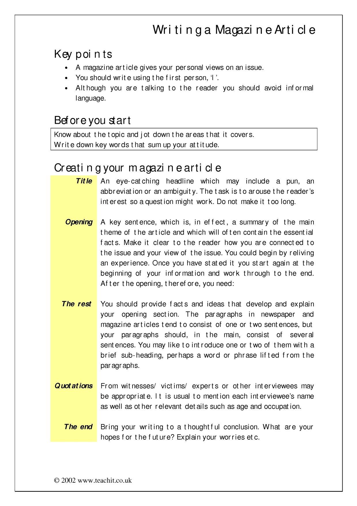 News Article Format Template | HQ Printable Documents