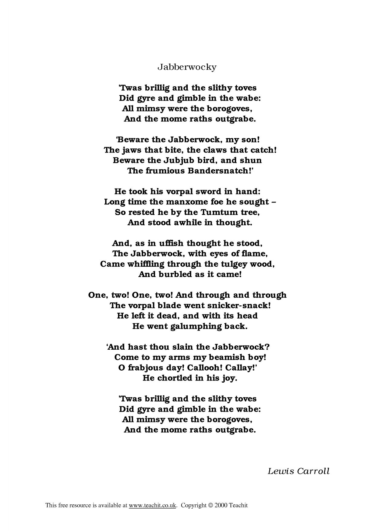 Jabberwocky Glossary