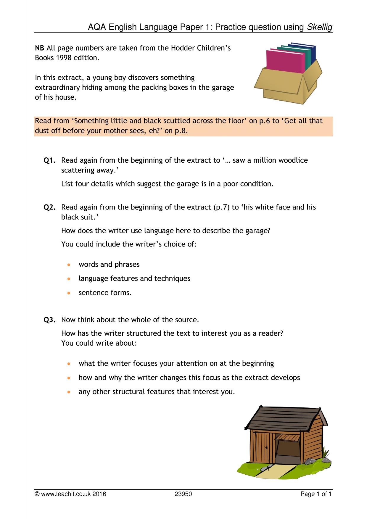 english language creative writing questions aqa