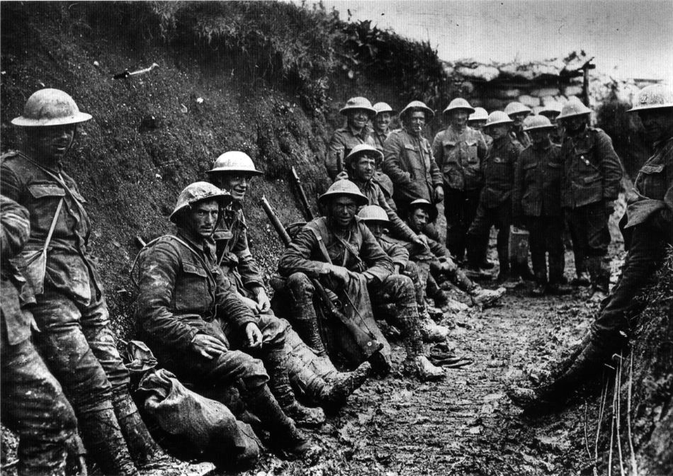 World War One soldiers in a trench