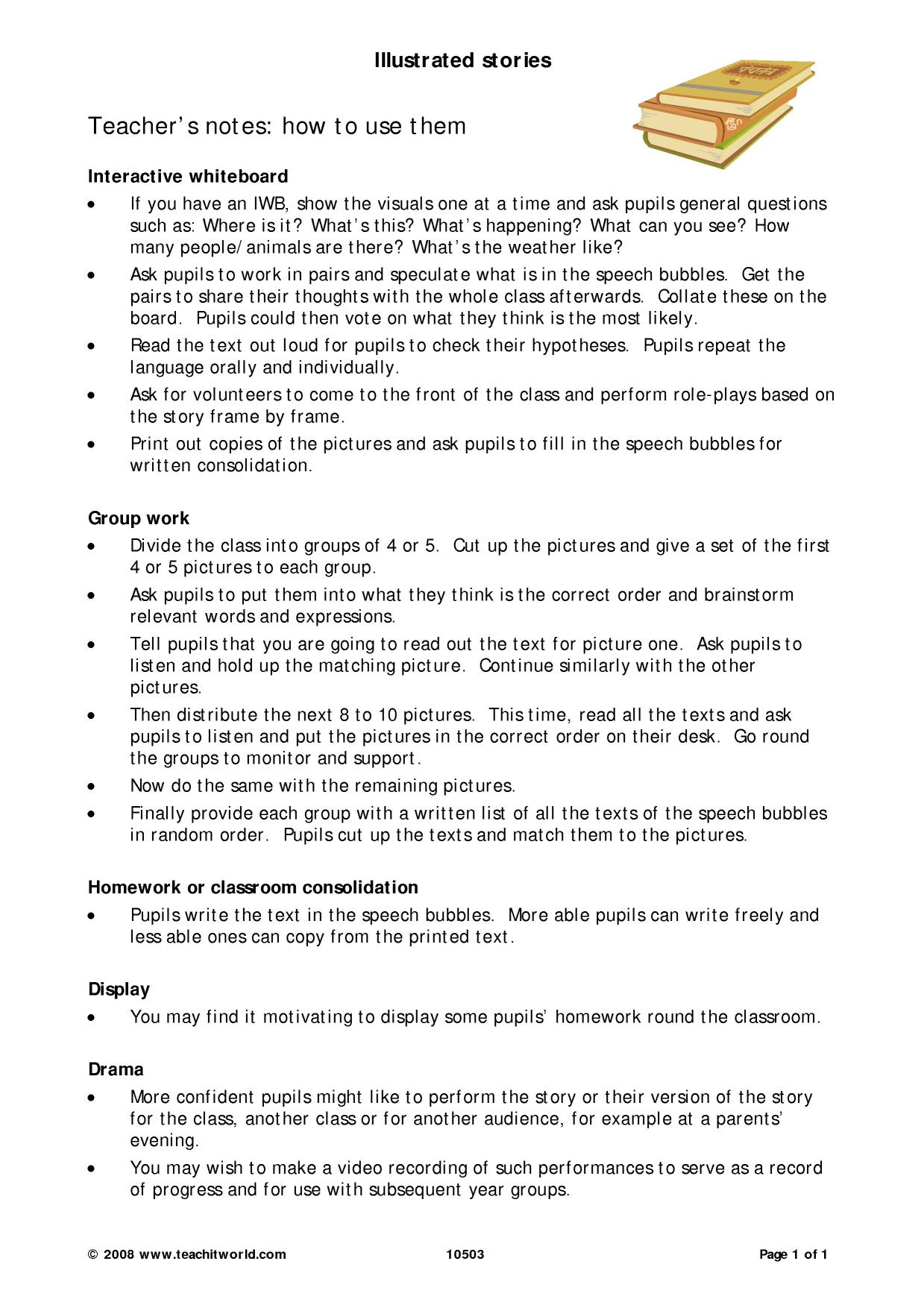 Illustrated stories – teaching notes | Reading and listening | Teachit