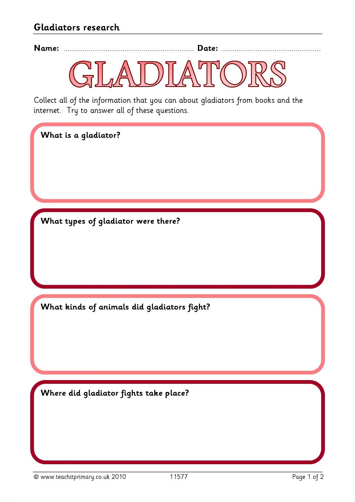 primary homework help gladiators
