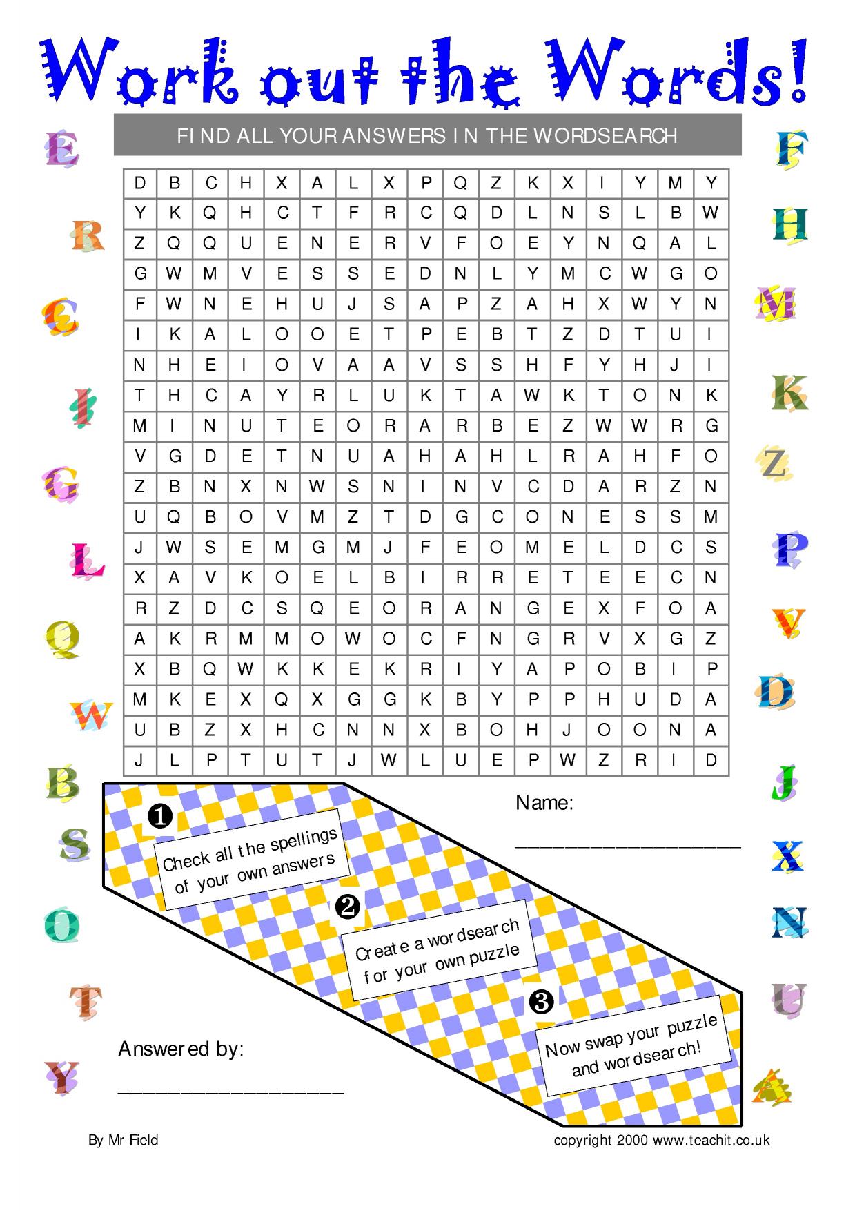 Alphabet wordsearch | KS3 English | Teachit