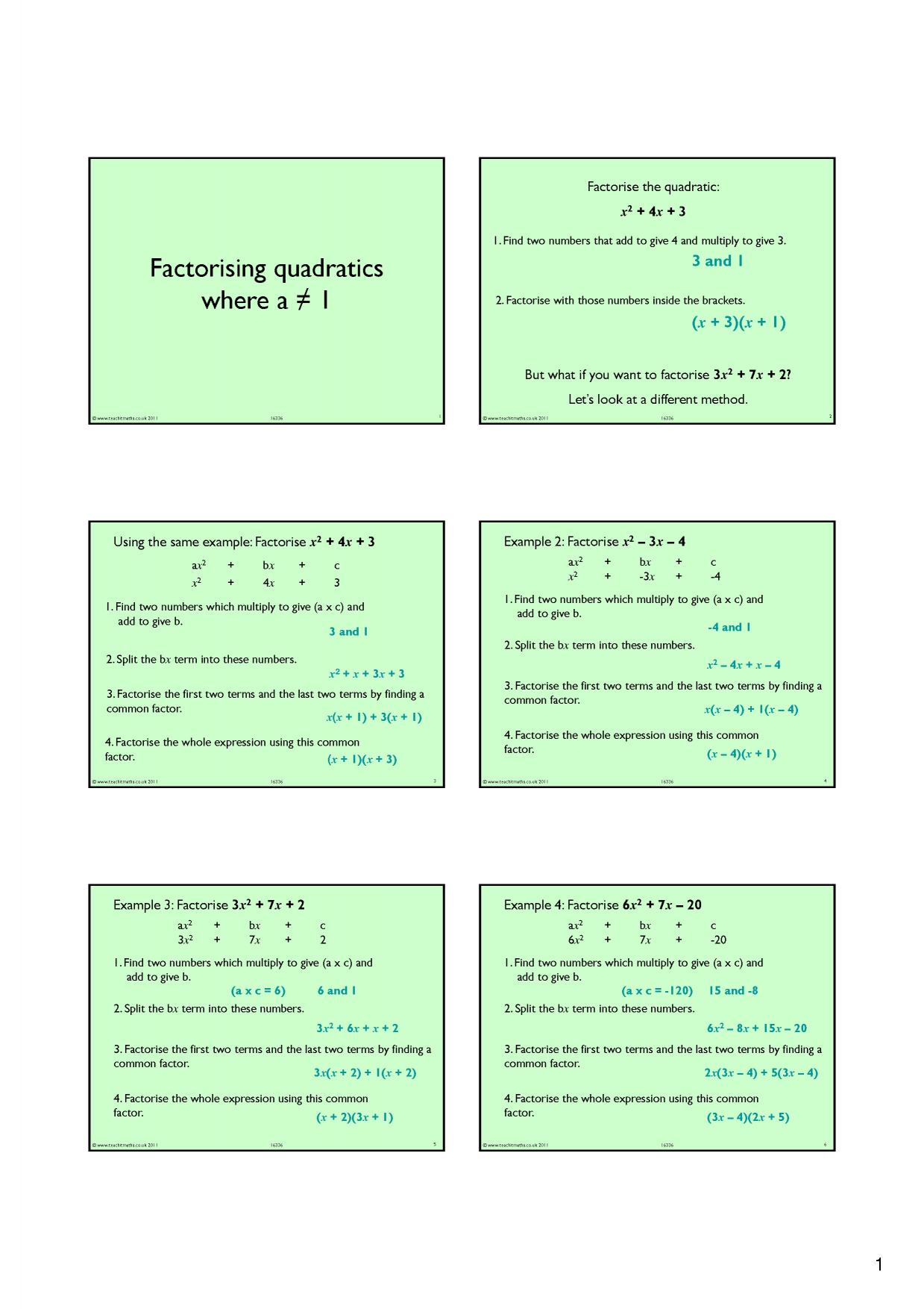 Factorising