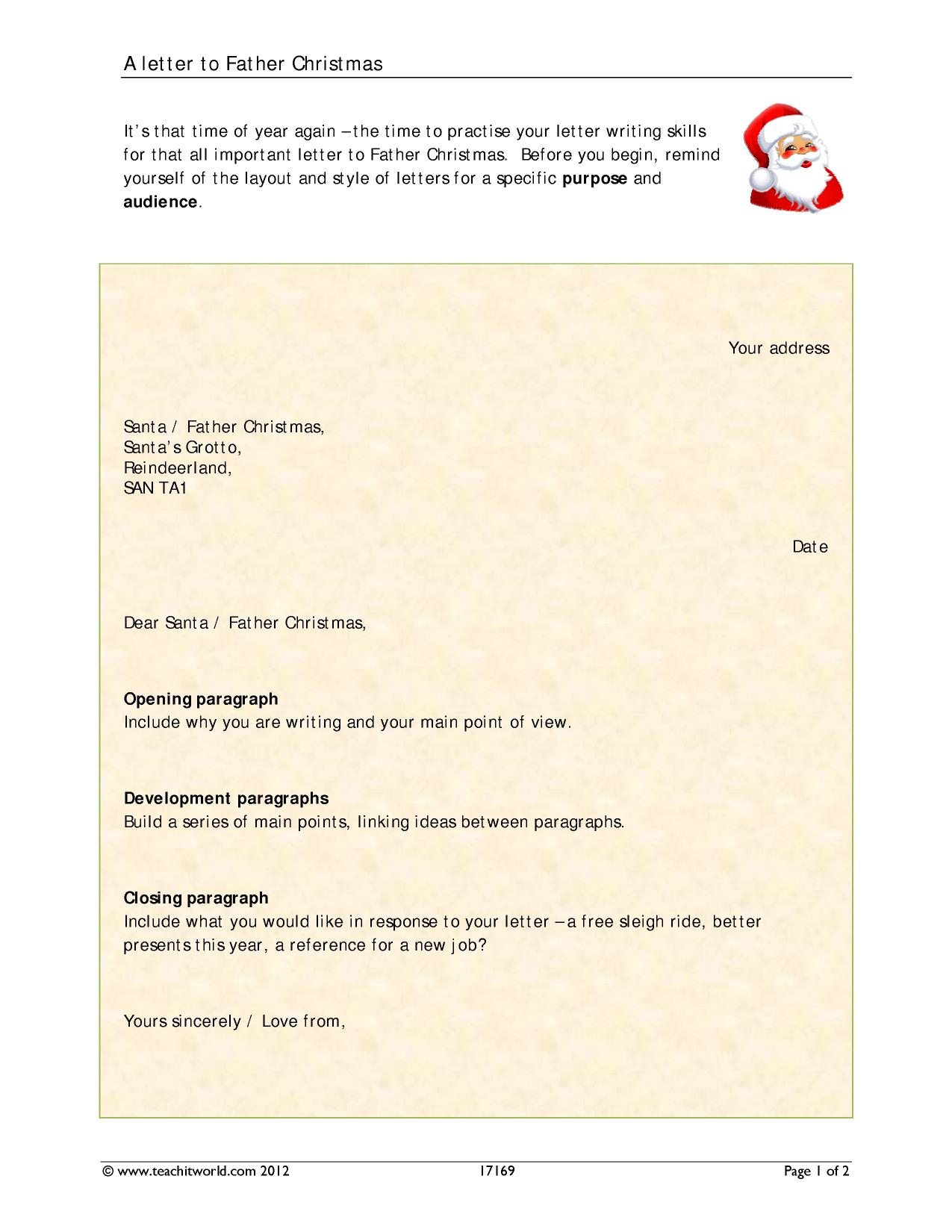 A letter to Father Christmas