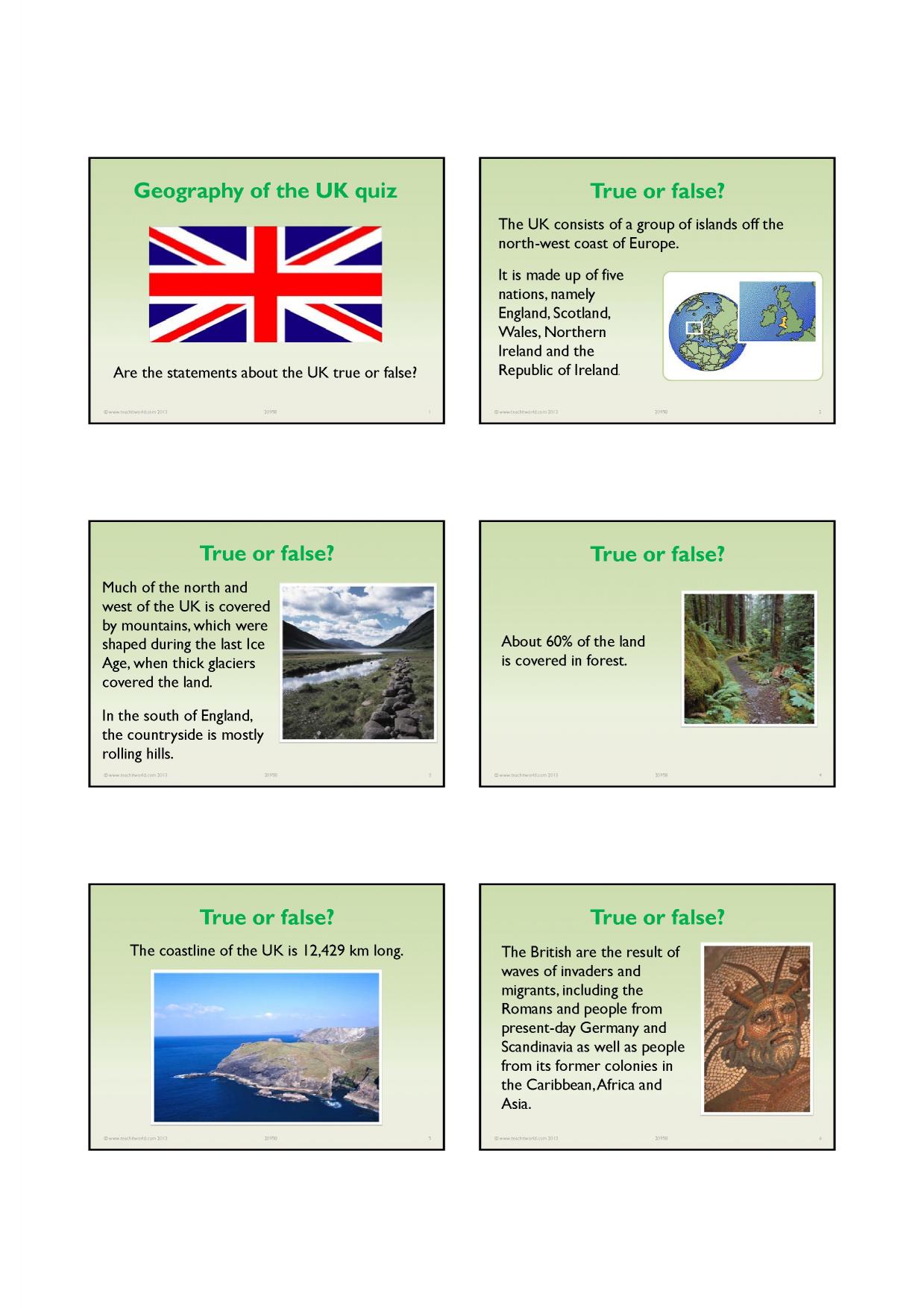 Geography of the UK quiz | True or false questions | Teachit