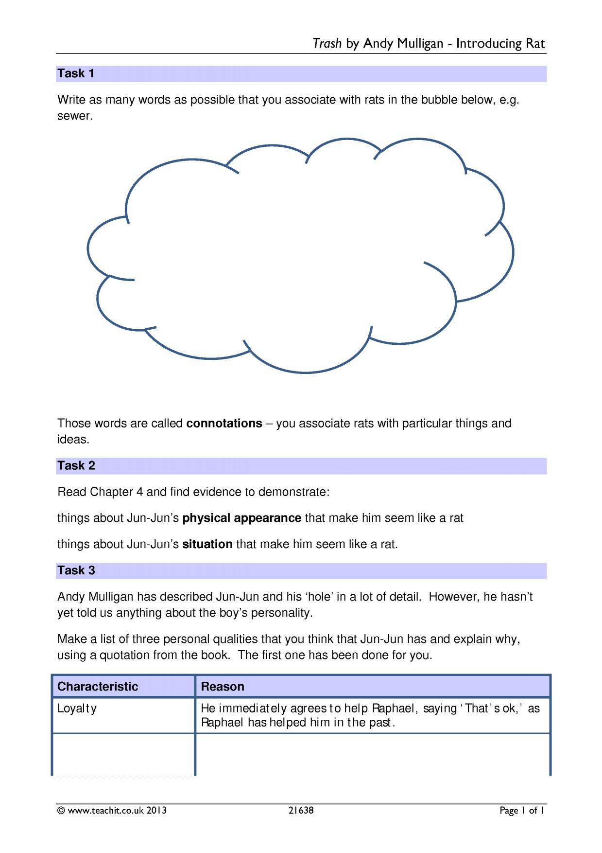 Vocabulary Unit 7 Part 1: Talking About Trash worksheet