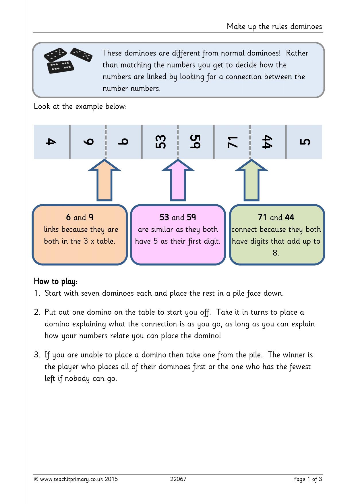 Make up the rules dominoes | KS2 number | Teachit