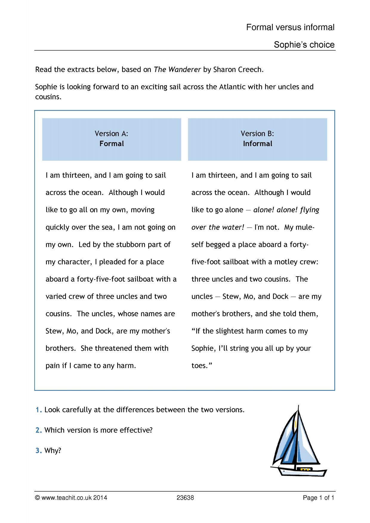 Formal versus informal