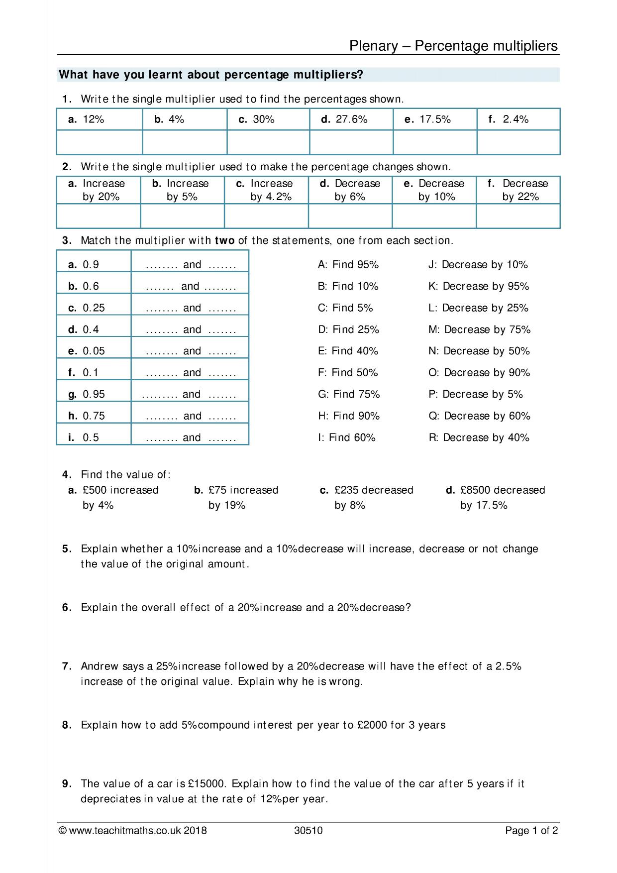 percentage-multipliers-worksheet-teachit