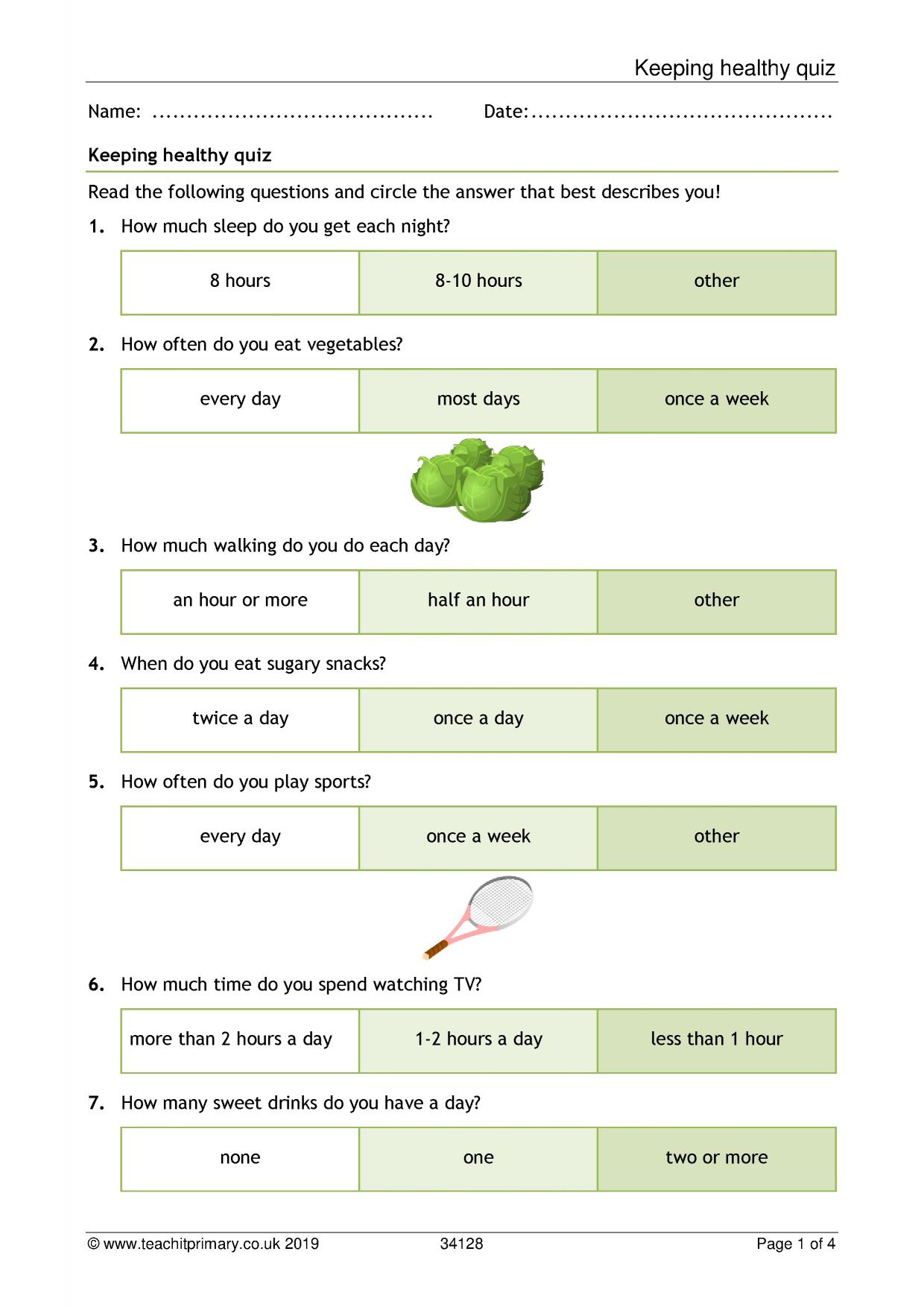 Keeping healthy quiz | PSHE | KS2 | Teachit