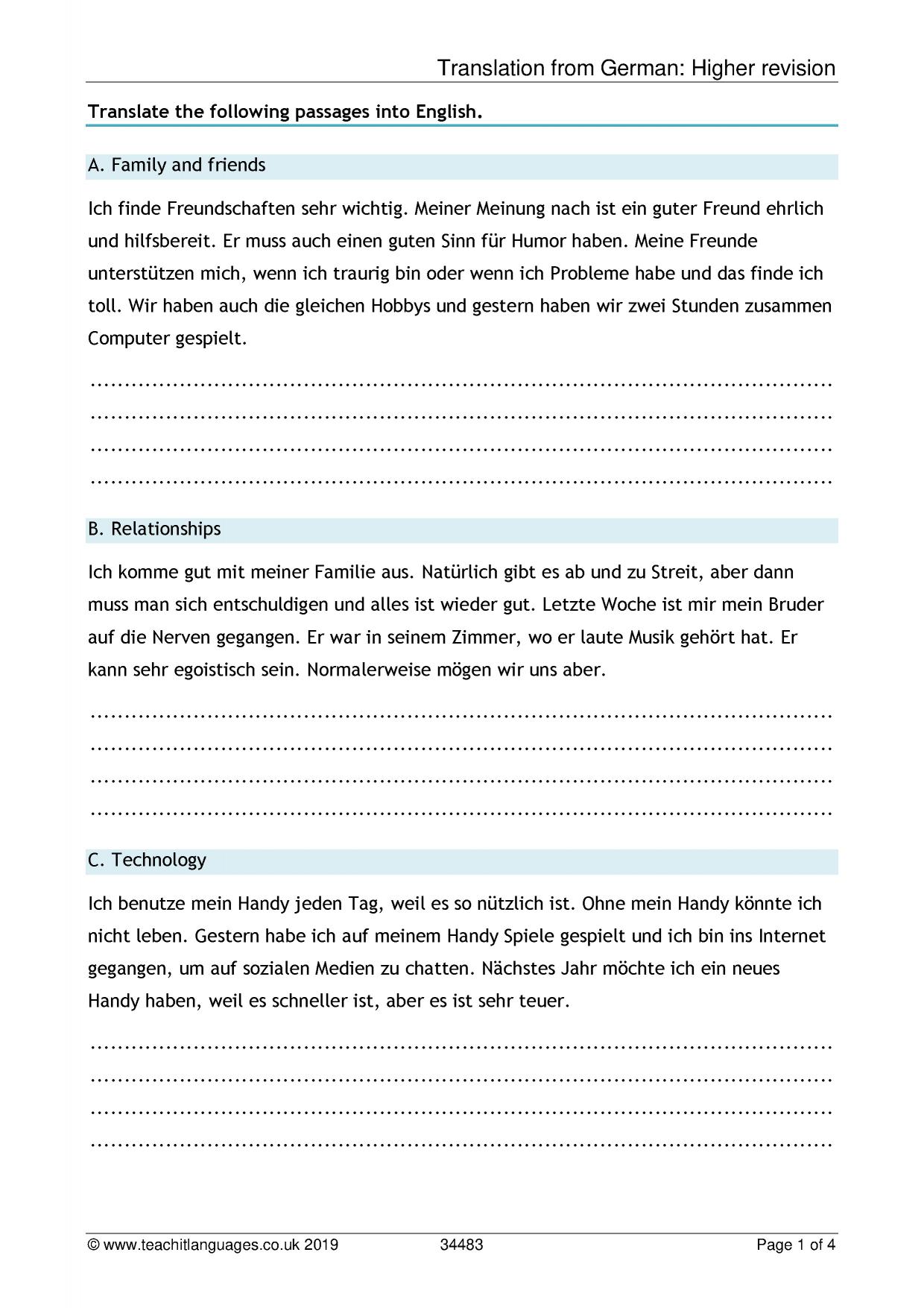 essay in german translation