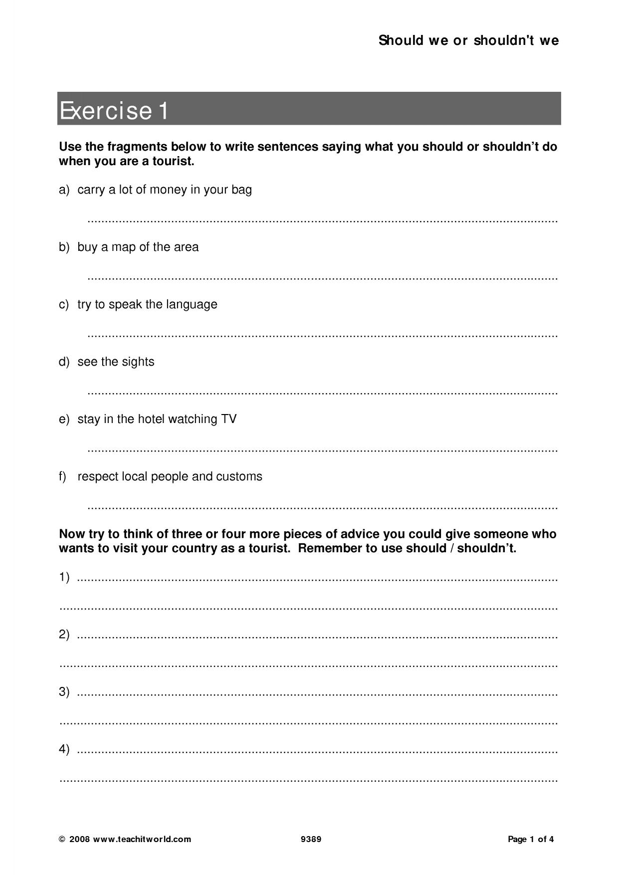Should or shouldn't | Modals for advice | Teachit