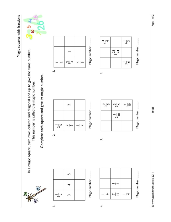 Magic squares with fractions