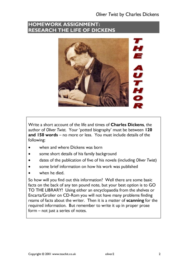 Research tasks on Dickens | Oliver Twist | KS3 English | Teachit
