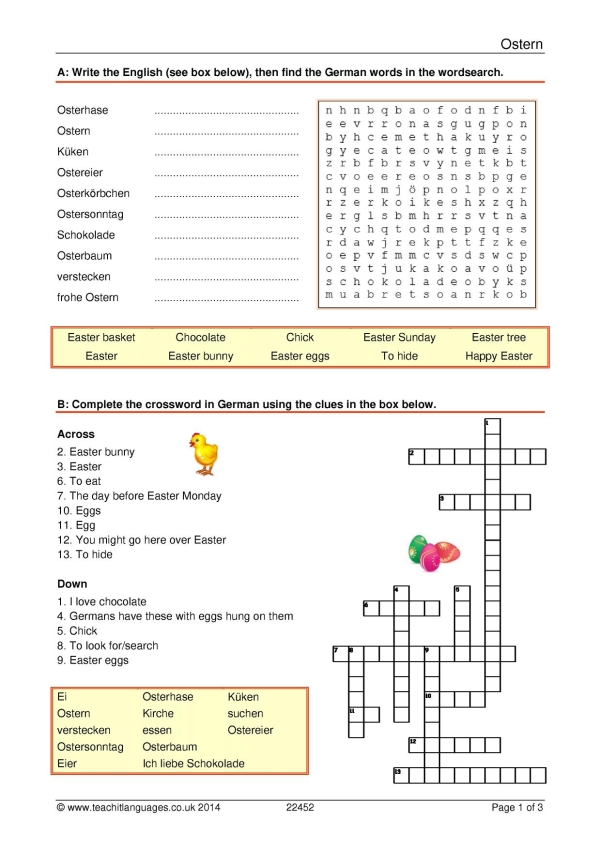 Easter puzzles | Vocabulary | KS3 German teaching resource ...