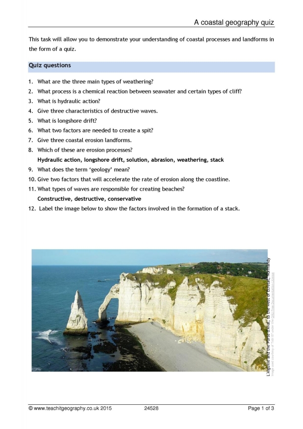 A coastal geography quiz