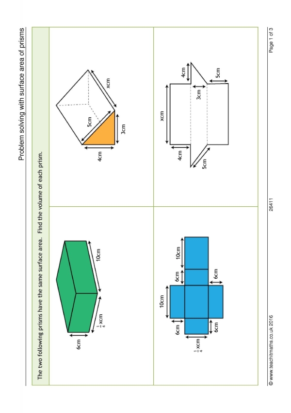 Problem solving with surface area of prisms
