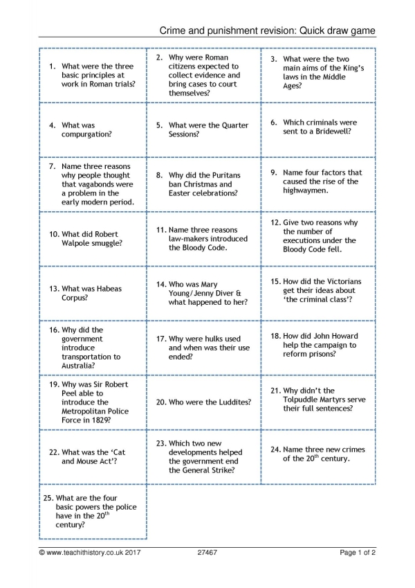 Crime And Punishment Overview Revision Game KS4 History Teachit