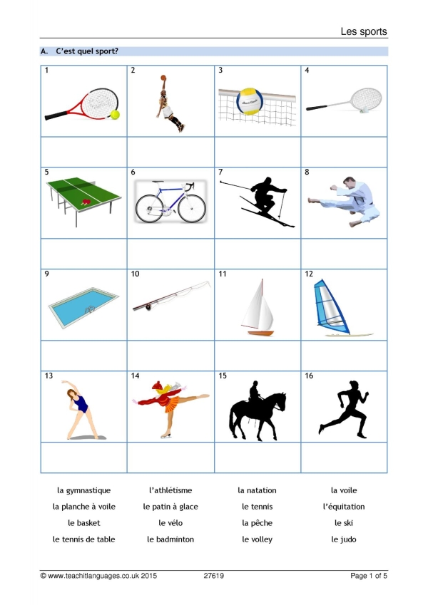 sports worksheet free time ks3 french teaching resource teachit