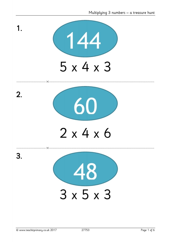 Multiplying 3 Numbers Ks2 Worksheet