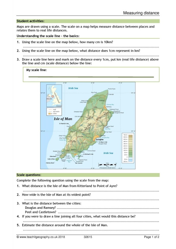 measuring distance scale ks3 geography teachit