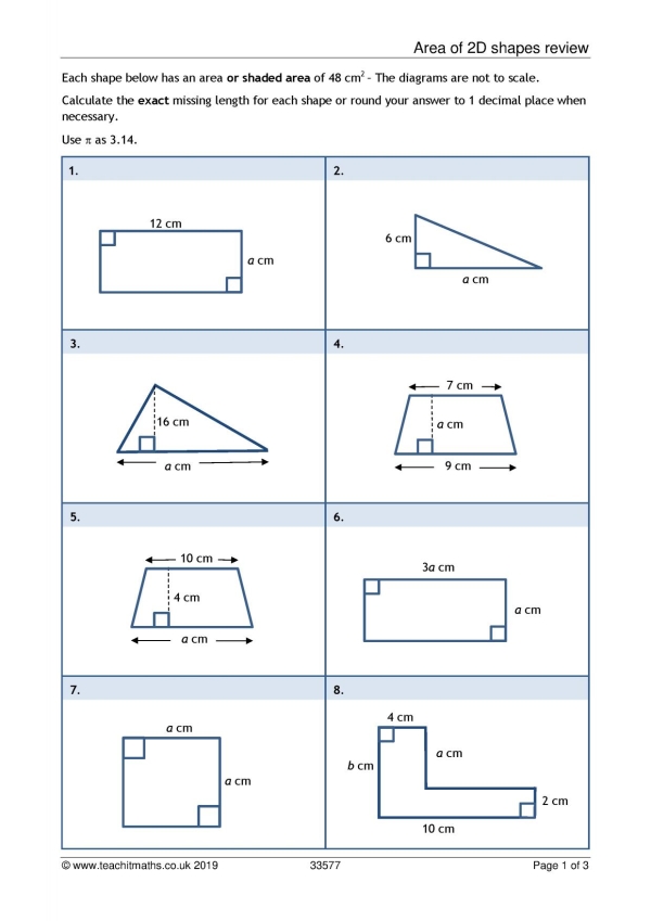 Area of 2D shapes review