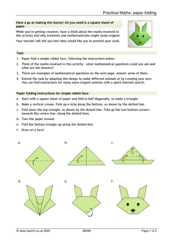 Practical Maths: paper folding