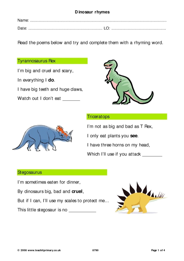 Dinosaur rhymes