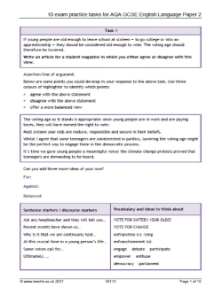 10 exam practice tasks for AQA GCSE English Language Paper 2 