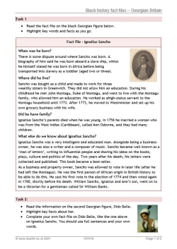 Black history fact file on Georgian Britain resource image