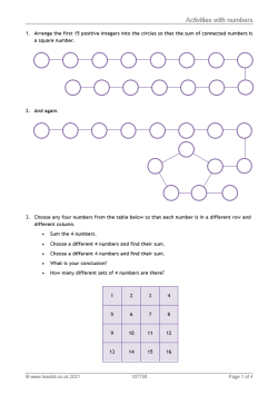 Image of activities with numbers resource