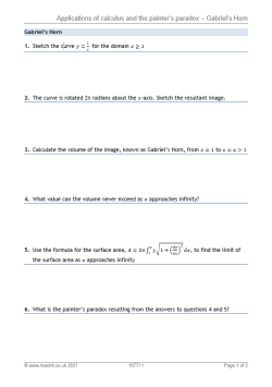 Image of applications of calculus and the painter’s paradox – Gabriel’s Horn resource